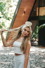 Load image into Gallery viewer, Cream Crinkle Boho Wire Headband - Linen blend