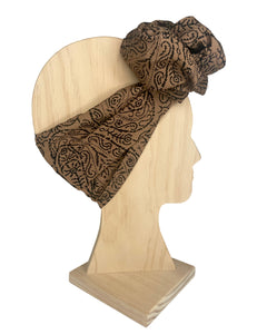 Baked Clay Batik Boho Wire Headband- Rayon Fabric - Handmade