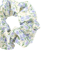 Load image into Gallery viewer, Pastel Lemon &amp; Pastel Lilac Small Daisys- Scrunchie- Handmade -