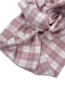 Soft Pink Gingham- Boho Wire Headband - Cotton - Handmade