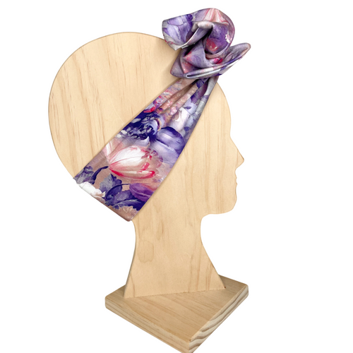 Tulip Bloom - Wrap n Twist Wire Headband- Sateen Fabric- Handmade