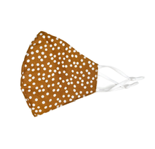 Load image into Gallery viewer, Mustard  Polka Dot - Adult Face Mask - 3 Layers, Nose Wire, Adjustable Straps And Pocket For Filter.