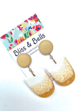 Load image into Gallery viewer, Handmade - Mustard and White Shimmer Resin Earrings