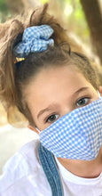 Load image into Gallery viewer, Pastel Blue Gingham  -Handmade - Kids Face Mask