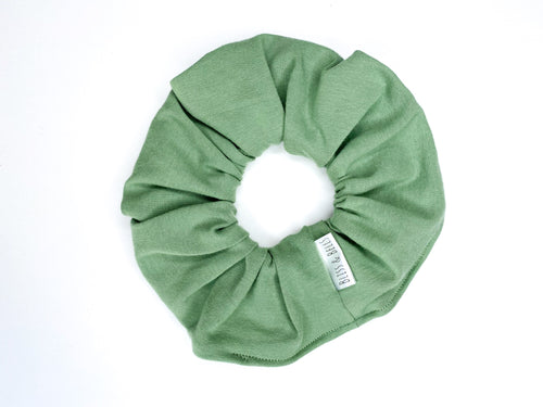 Sage Scrunchie - Handmade - stretch Knit Fabric