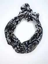 Load image into Gallery viewer, Snake print Hair Scarf- Black, White &amp; Beige- Handmade