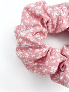 Mini Floral- Dusty Pink & White- Scrunchie- Rayon- Handmade