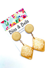 Load image into Gallery viewer, Handmade - Mustard and White Shimmer Resin Earrings