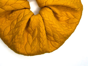 Mustard Knit Plait Scrunchie - Handmade