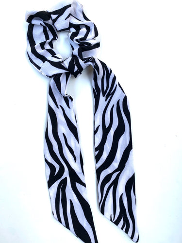Zebra Long Sash Scrunchie