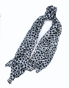 Leopard Hair Scarf- Black & White- Handmade