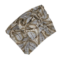 Load image into Gallery viewer, Paisley- Beige &amp; Tan - Boho Wire Headband - Rayon Fabric - Handmade