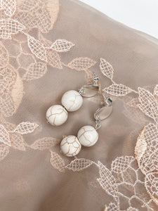 Cream & Beige Marble Drops- Dangle Earrings - Boho- Handmade
