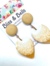 Load image into Gallery viewer, Handmade - Mustard and White Shimmer Resin Earrings