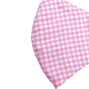 Pink & White Gingham - Adult Face Mask - 3 Layers, Nose Wire, Adjustable Straps And Pocket For Filter - Handmade.