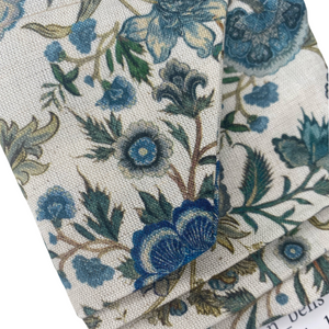 Vintage Floral - Green & Blue- Wire Headband- Linen/ Cotton Blend- Handmade