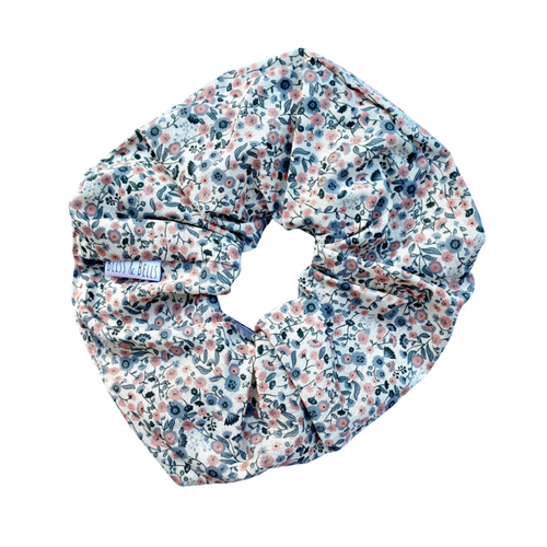 Grey, White and Pink floral - JUMBO Scrunchie - Handmade