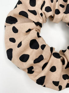 Natural Leopard Scrunchie - Handmade - Linen Fabric