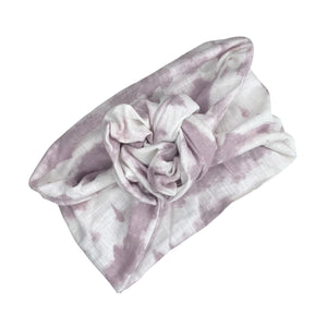 Pastel Lilac & White Tie Dye - Linen- Boho- Wire Headband - Handmade