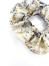 Load image into Gallery viewer, Snake Print Glam Scrunchie - Handmade - Cream, Gold and Black - Satin