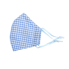 Load image into Gallery viewer, Pastel Blue &amp; White Gingham - Adult Face Mask - 3 Layers, Nose Wire, Adjustable Straps And Pocket For Filter - Handmade.